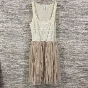 Delias cream lace sleeveless with tulle skirt dress Junior's size S